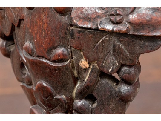 An Antique Chinese Marble Top Hand Carved Hardwood Stand