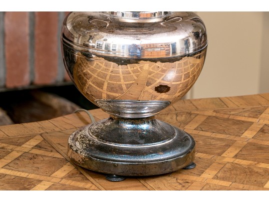 Pair Of Vintage Silver Platted Urn Form Lamps