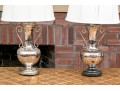 Pair Of Vintage Silver Platted Urn Form Lamps