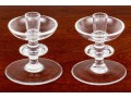 Pair Of Val St Lambert Hand Blown Crystal Candlesticks