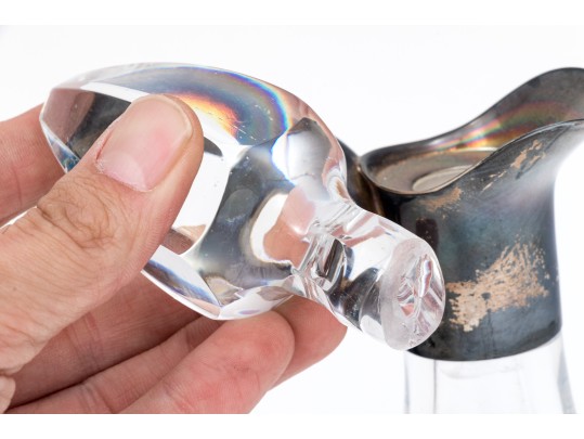 Sterling And Glass Pitcher With Grape Cluster Handle