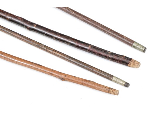 Lot Of Four Assorted Canes And Walking Sticks, Assorted Motifs, Including Mixed Metal