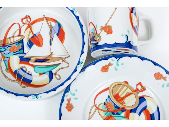 Tiffany & Co. 'Tiffany Seashore' Childs Plate, Bowl And Cup Set