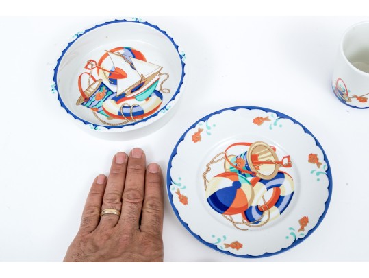Tiffany & Co. 'Tiffany Seashore' Childs Plate, Bowl And Cup Set
