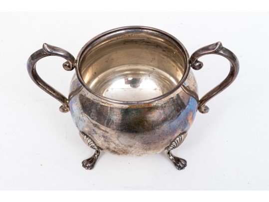 Sterling Sugar Bowl With Russian 84 Silver Spoon