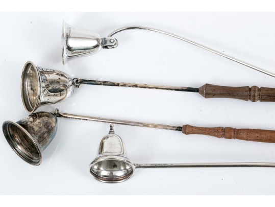 Lot Of Four Assorted Handsome Sterling Silver Candle Snuffers