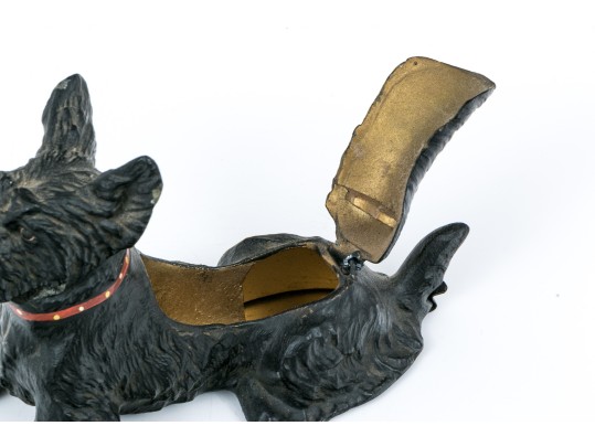 Adorable Austrian Scottie Dog Scottish Terrier Painted Metal Figural Pipe Stand