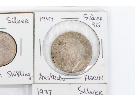 Collection Of Domestic And International Coins With Sterling Commemorative Stamp