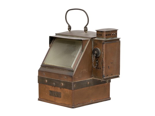 Vintage U.S. Navy Copper Lifeboat Binnacle Compass With Oil Lamp