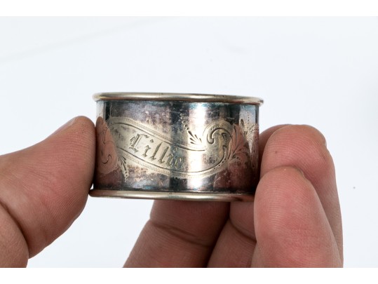 Lot Of Ten Fun Assorted Sterling Silver, Coin Silver And Silver Plated Napkin Rings