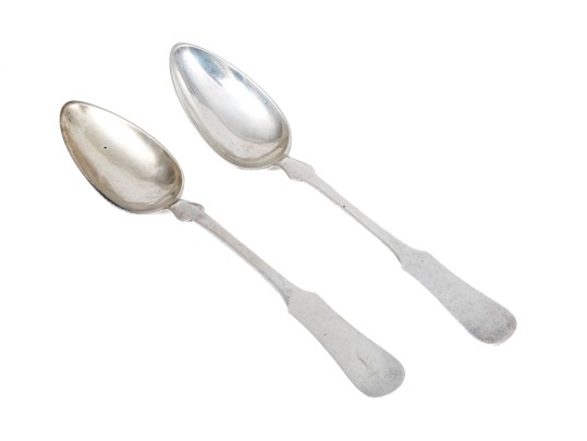 Antique Pair Of Classic Coin Silver Tablespoons