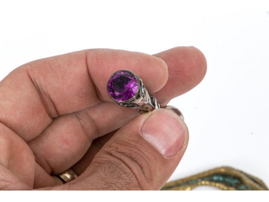 Lot Of Two Vintage Wax Seal Stamps, Silver Repousse And Brass Talon Motifs, With Wax