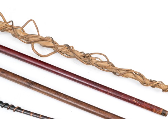 Lot Of Six Assorted Canes, Including Vine Compositions And Snake Motifs