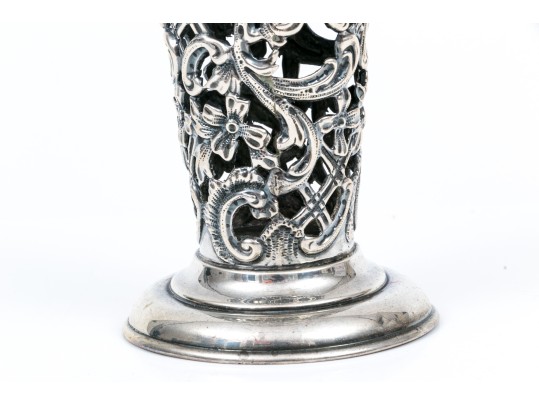 Sterling Silver Lovely Antique Gorham Lattice Trumpet Vase, Circa 1898, No Glass Insert