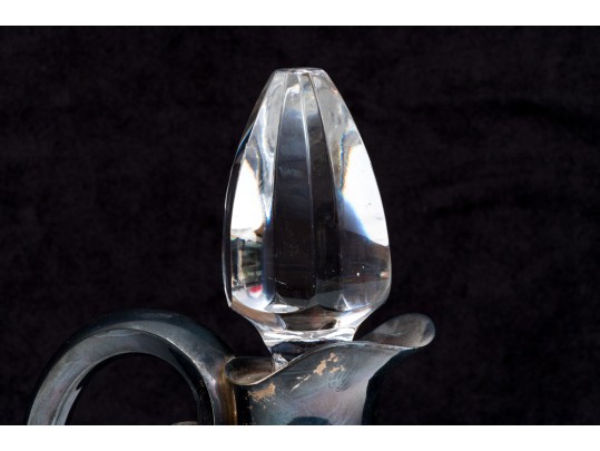 Sterling And Glass Pitcher With Grape Cluster Handle