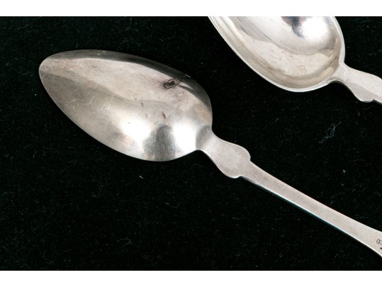 Antique Pair Of Classic Coin Silver Tablespoons