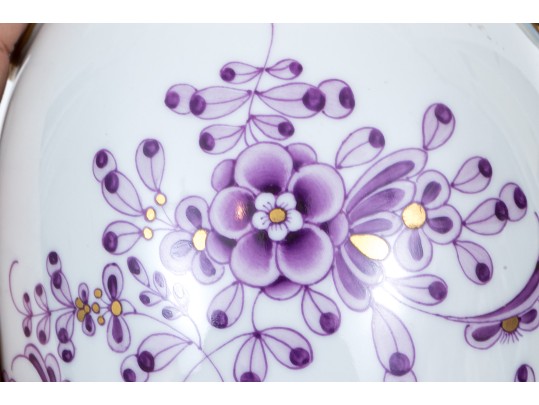 Stately Herend Purple Floral And Gilt Painted Vase