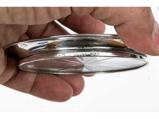 Lot Of Lovely Assorted Vintage Sterling And Glass Coasters And A Silver Overlay Plate