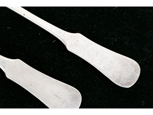 Antique Pair Of Classic Coin Silver Tablespoons