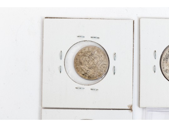 Collection Of Domestic And International Coins With Sterling Commemorative Stamp