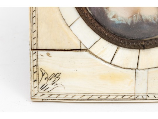 Antique Continental Hand Painted Miniature Portrait 