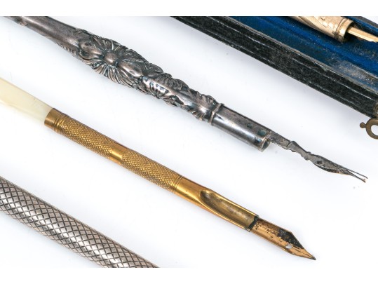 Lot Of Four Writing Instruments Without Ink, Assorted Metals, Including Schaeffer