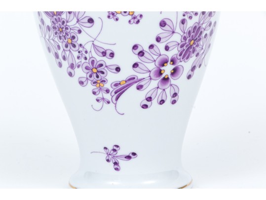 Stately Herend Purple Floral And Gilt Painted Vase