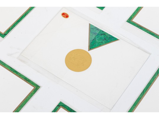 Set Of Ten Gucci Green And Gold-Toned Stationary