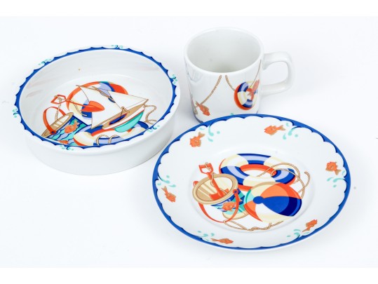 Tiffany & Co. 'Tiffany Seashore' Childs Plate, Bowl And Cup Set