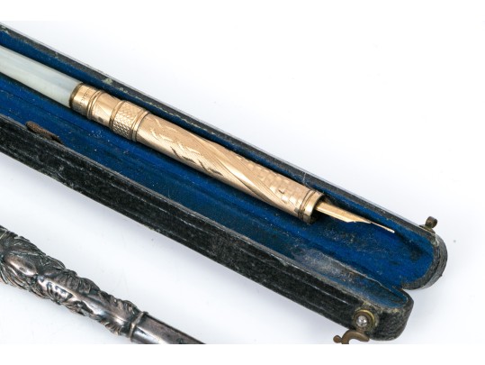 Lot Of Four Writing Instruments Without Ink, Assorted Metals, Including Schaeffer