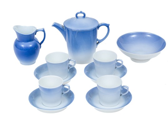 Royal Copenhagen Ombre Blue To White Demitasse Espresso Set