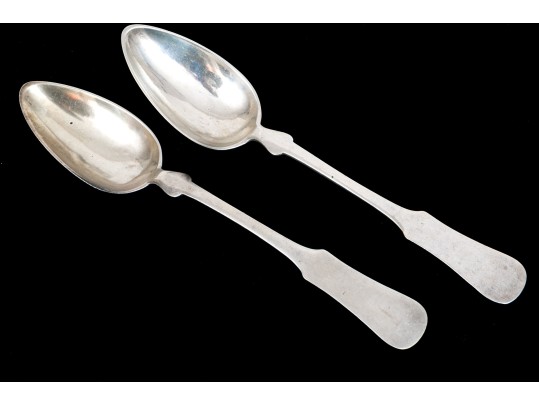 Antique Pair Of Classic Coin Silver Tablespoons