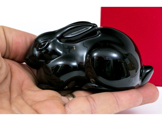 Fantastic Dark Opaque Baccarat Glass Rabbit