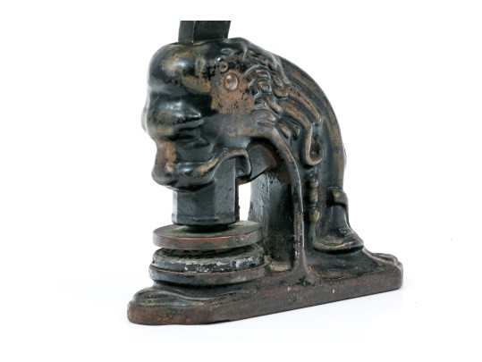 Vintage Cast Iron Lion Motif Notary Stamp
