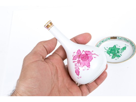 Three Herrend Table Top Porcelain Objects