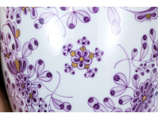 Stately Herend Purple Floral And Gilt Painted Vase