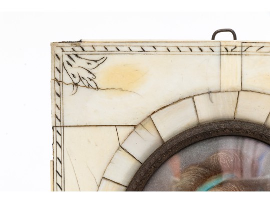 Antique Continental Hand Painted Miniature Portrait 