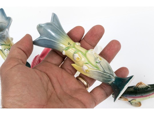 Lot Of Six Pretty Vintage Table Items, Including Fish Salt And Pepper Shaker