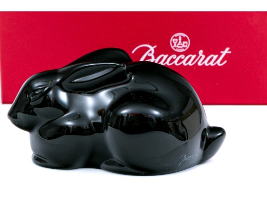 Fantastic Dark Opaque Baccarat Glass Rabbit