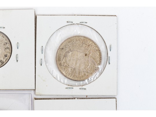 Collection Of Domestic And International Coins With Sterling Commemorative Stamp