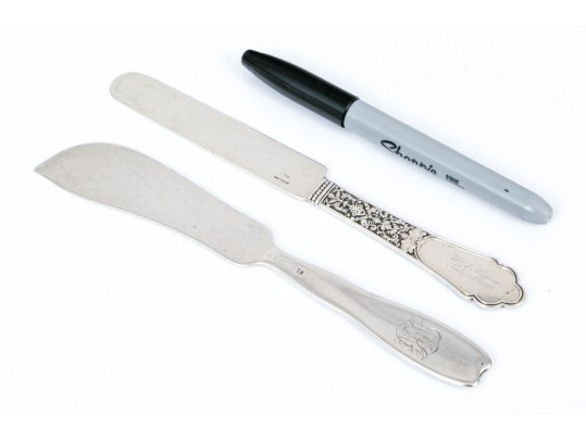 Two Sterling Dinner Or Butter Knives, 3.68 Ozt.