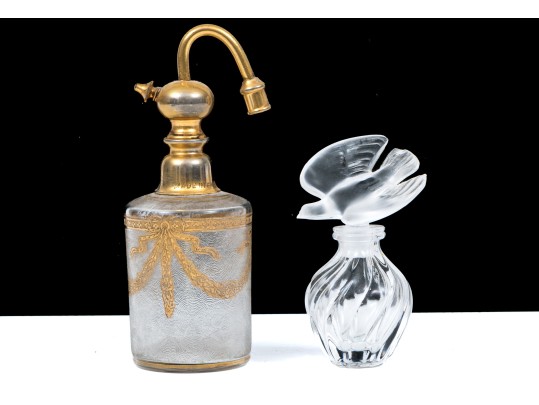 Lot Of Two Vintage Perfume Bottles, Including A Lalique Nina Ricci Bottle, As-is