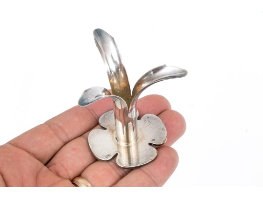 Lot Of Six Adorable Vintage Diminutive Silver Plated Posy Holders, Made In Norway