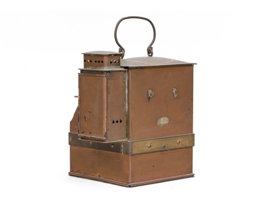 Vintage U.S. Navy Copper Lifeboat Binnacle Compass With Oil Lamp