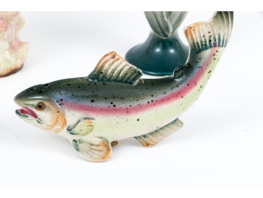 Lot Of Six Pretty Vintage Table Items, Including Fish Salt And Pepper Shaker
