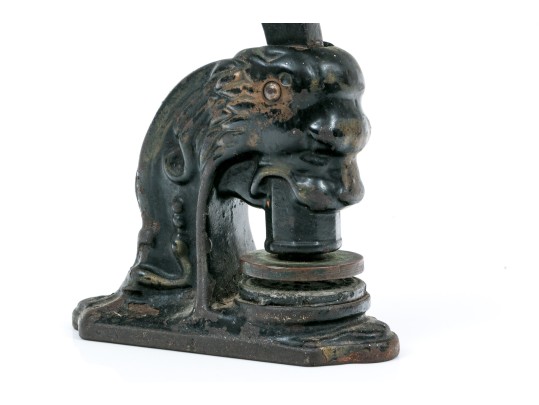 Vintage Cast Iron Lion Motif Notary Stamp