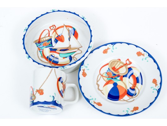 Tiffany & Co. 'Tiffany Seashore' Childs Plate, Bowl And Cup Set