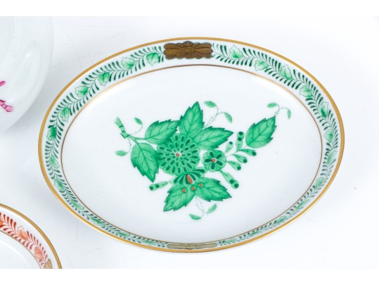 Three Herrend Table Top Porcelain Objects