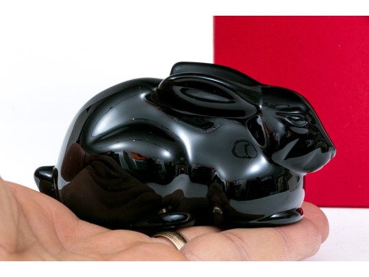Fantastic Dark Opaque Baccarat Glass Rabbit