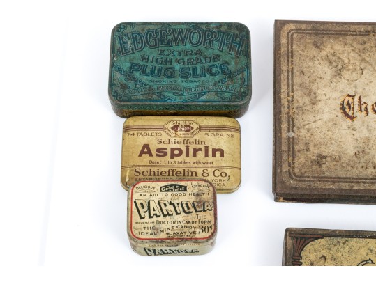 Collection Of Seven Vintage / Antique Tins, Including Rare Aspirin Tin